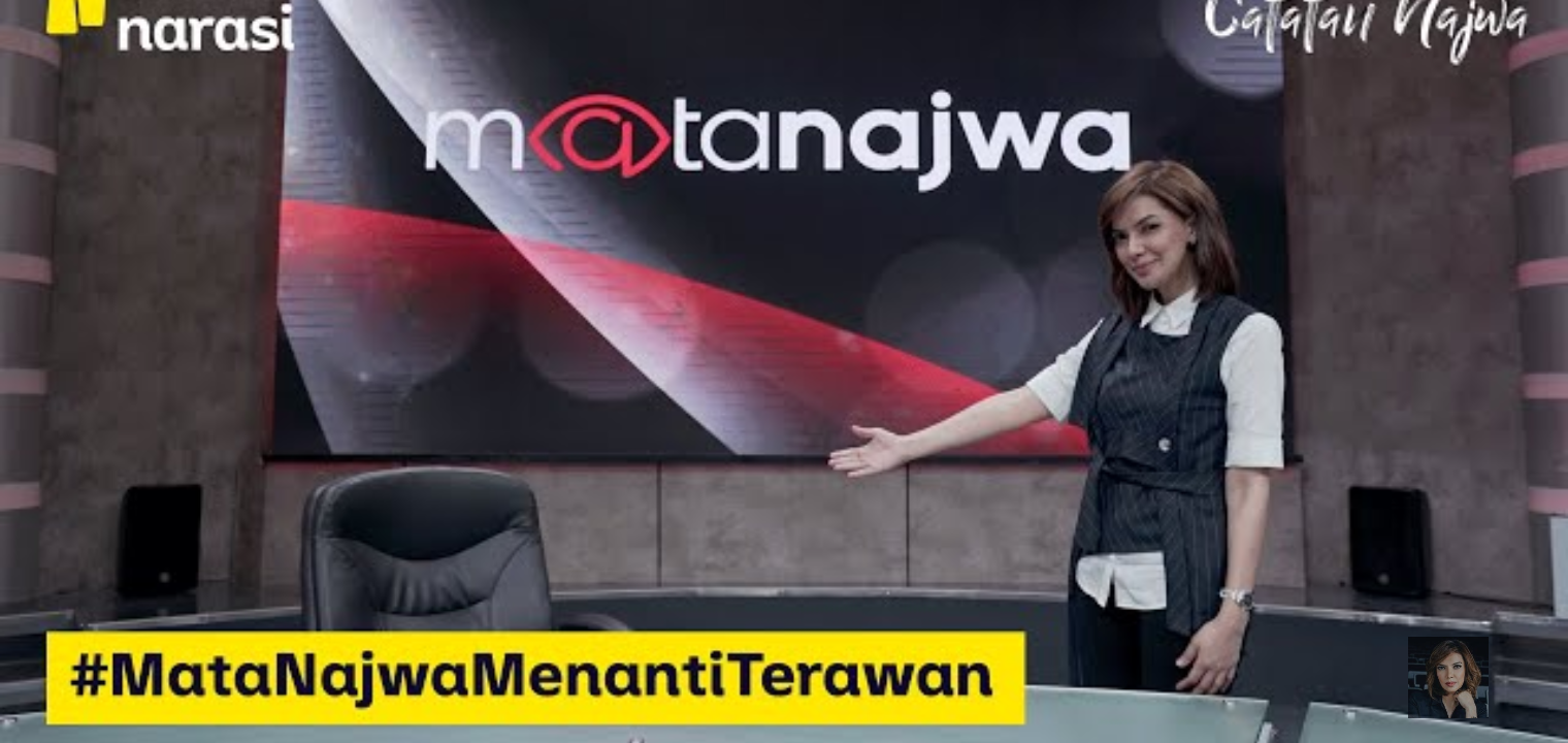 Tangkapan Layar wawancara kontroversial MataNajwa bersama kursi kosong dengan hastag MataNajwaMenantiTerawan