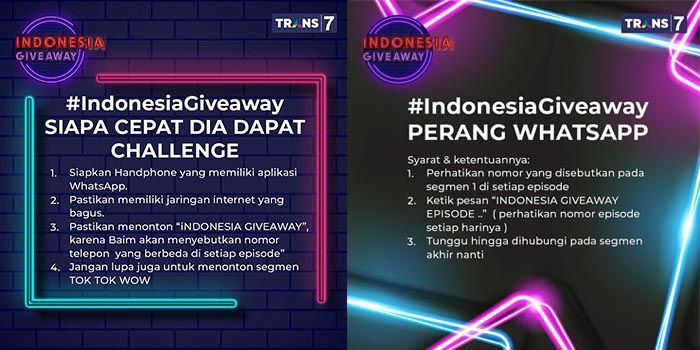 Cara Mengetahui Nomor Whatsapp Indonesia Giveaway Live Streaming Di Trans7 Malam Ini Sportaliga