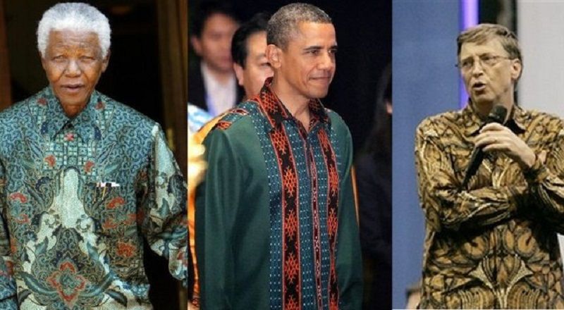 Tokoh-tokoh dunia, Nelson mandela, Barack Obama dan Bill Gate memakai batik.