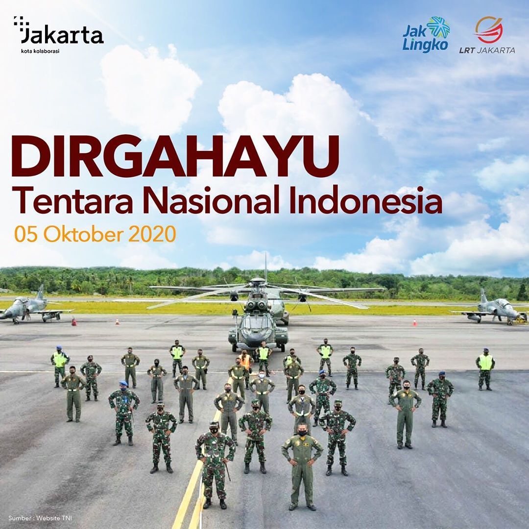 Poster HUT TNI dari LRT Jakarta.
