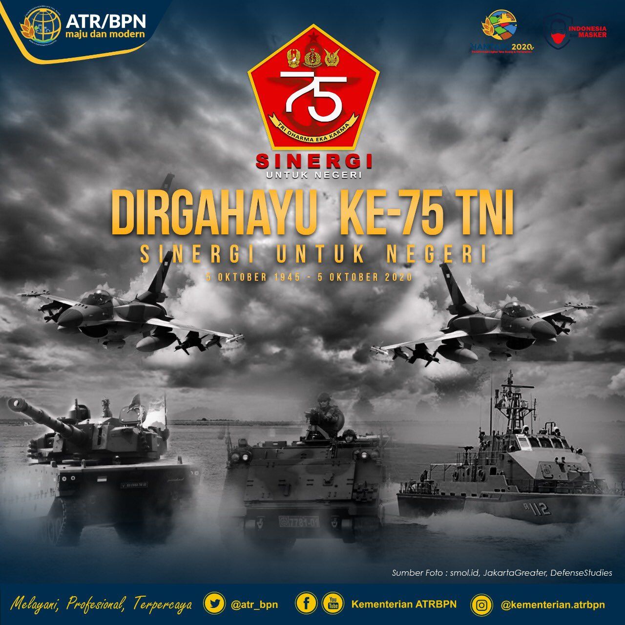 Poster HUT TNI dari Kementerian ATR/BPN.