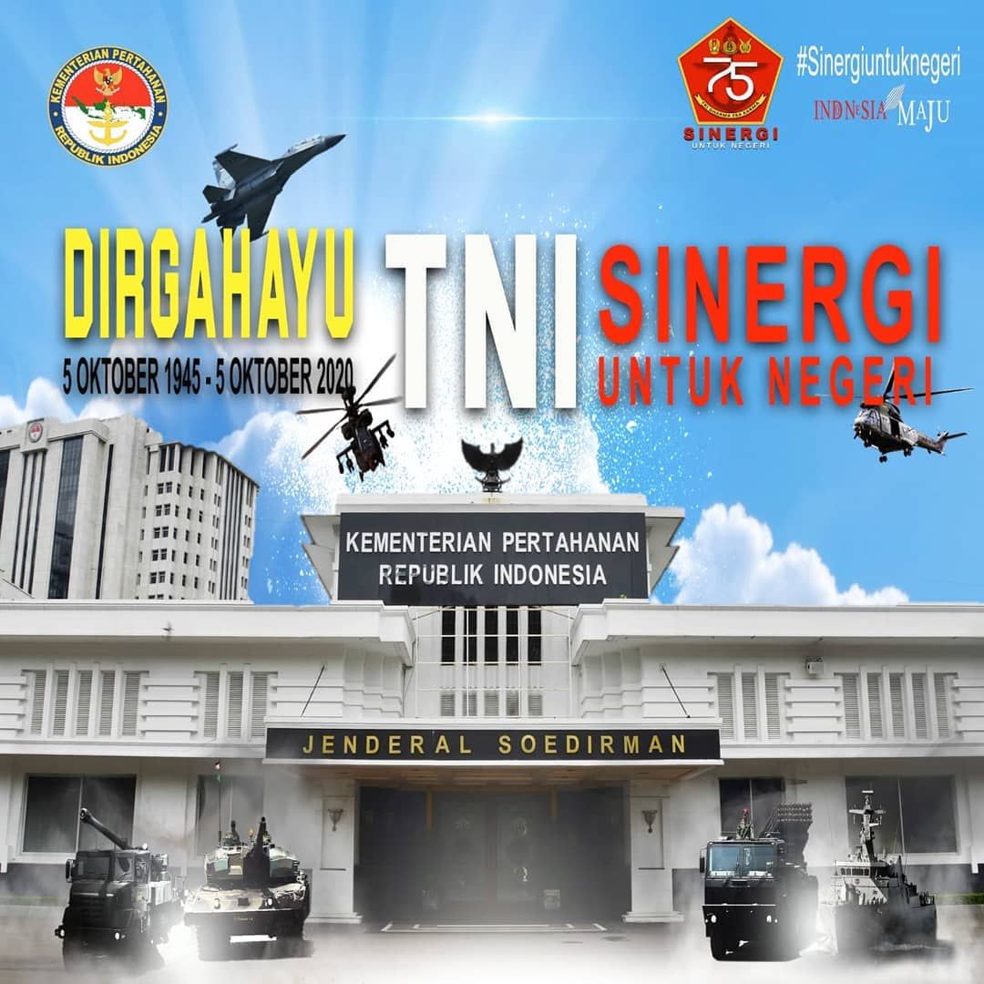  Desain  Poster  Ucapan Kemhan pada HUT  Ke 75  TNI Jadi 