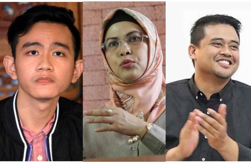 Kolase Foto Gibran, Bobby Nasution dan Siti Azizah 