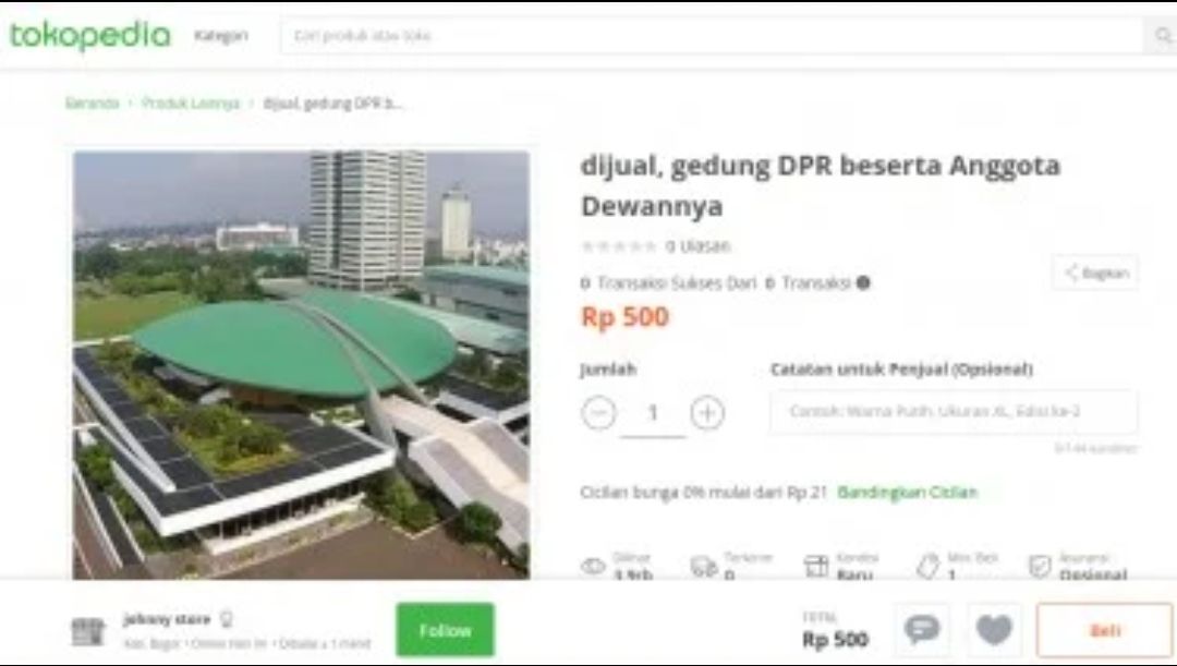 Satire Gedung Dpr Ri Beserta Isinya Dijual Murah Di Online Shop Mulai Rp 1 000 Lingkar Kediri