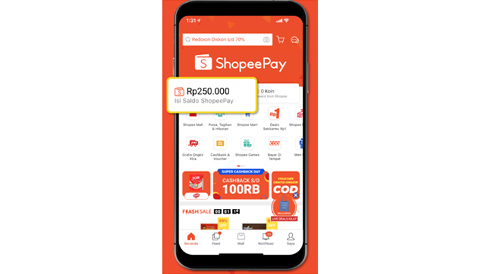 Buka aplikasi Shopee dan klik menu “ShopeePay”/ShopeePay