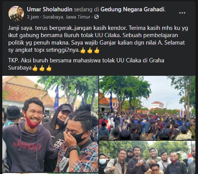 Tangkapan gambar unggahan Umar Sholahudin, dosen Universitas Wijaya Surabaya