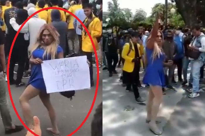 Viral Aksi Waria Ikut Demo Bikin Ngakak Waria Lebih Suci Dari Dpr