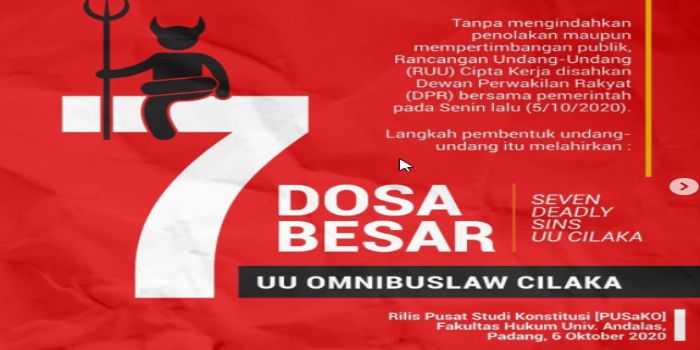 Pusat Studi Konstitusi Fh Universitas Andalas Sebut Ada 7 Dosa Besar Di Uu Omnibus Law Cipta Kerja Portal Probolinggo