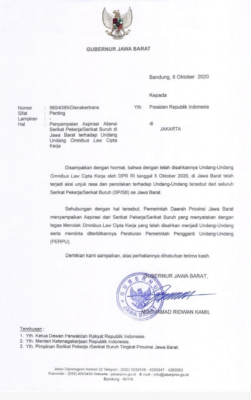 Surat Gubernur Jawa Barat
