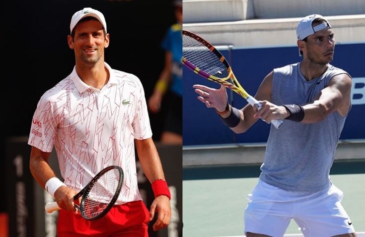 Kolase foto Novak Djokovic dan Rafael Nadal.