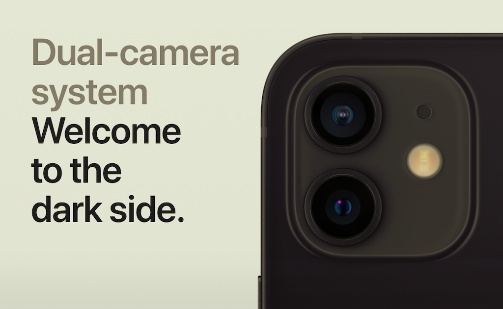 Dual kamera yang mampu meerkat gambar dalam susan gelip yang baru dari iPhone 12 yang baru diluncurkan 13 oktober 2020
