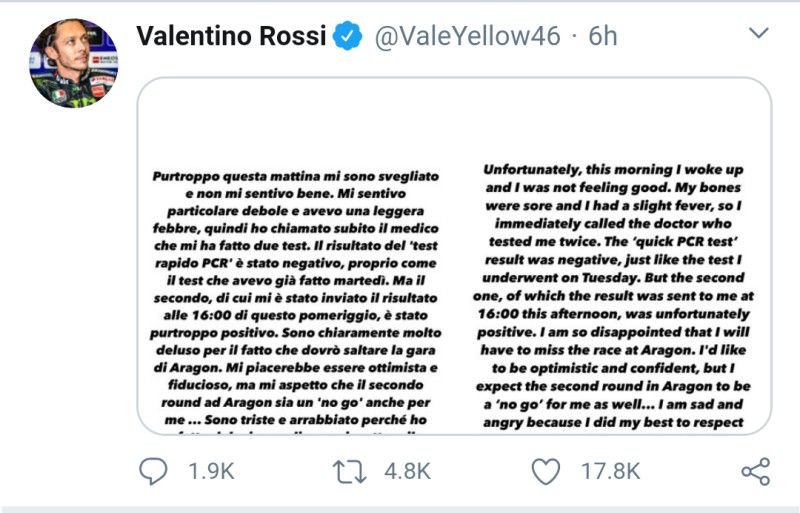 Tangkapan Layar IG Valentino Rossi