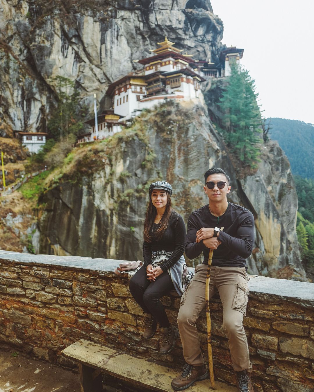 Indra Priawan dan Nikita Willy saat berada di Bhutan.