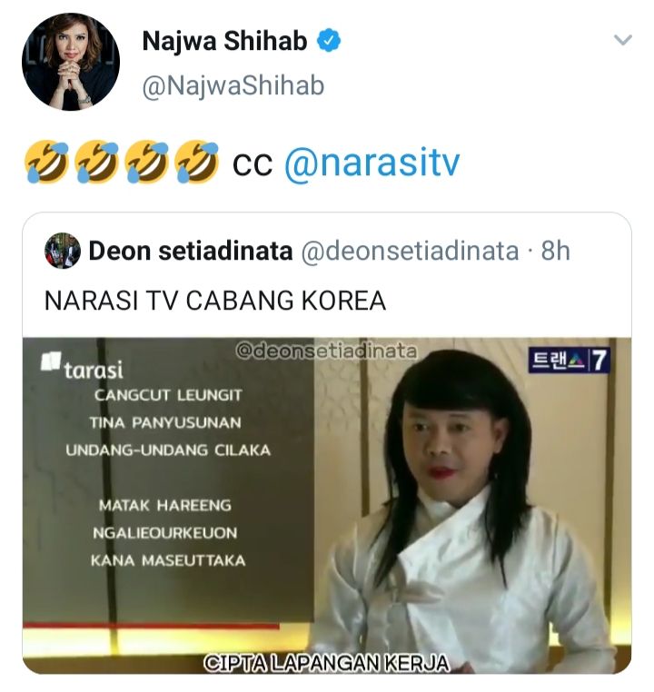 Najwa Shibab merespon kreativitas netijen