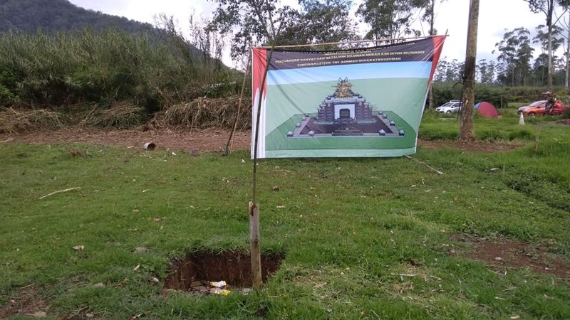 Lokasi pembuatan lokasi baru monumen pertempuran Barutunggul, di Wanawisata Rancaupas, Kecamatan Ciwidey, Kabupaten Bandung.   