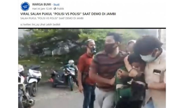 Tangkapan layar hoaxs perwira polisi nyamar jadi mahasiswa buat demo rusuh