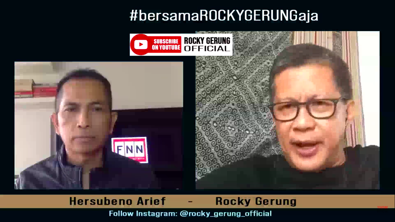 Rocky Gerung saat berdiskusi dengan Hersubeno Arief.* 