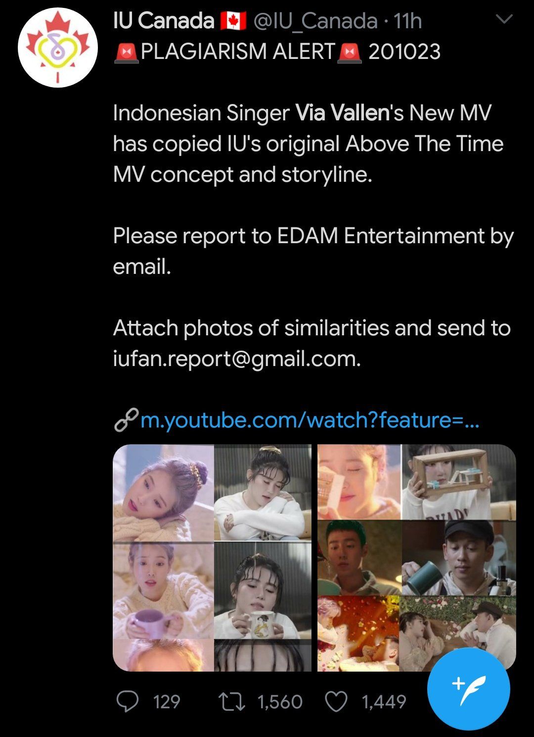 Fanbase IU Canada serukan Report Video musik Via Vallen