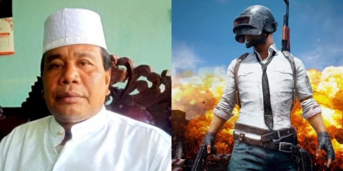 Kolase foto Ketua Majelis Ulama Daerah Aceh Barat, Tengku Abdurrani dan game PUBG.