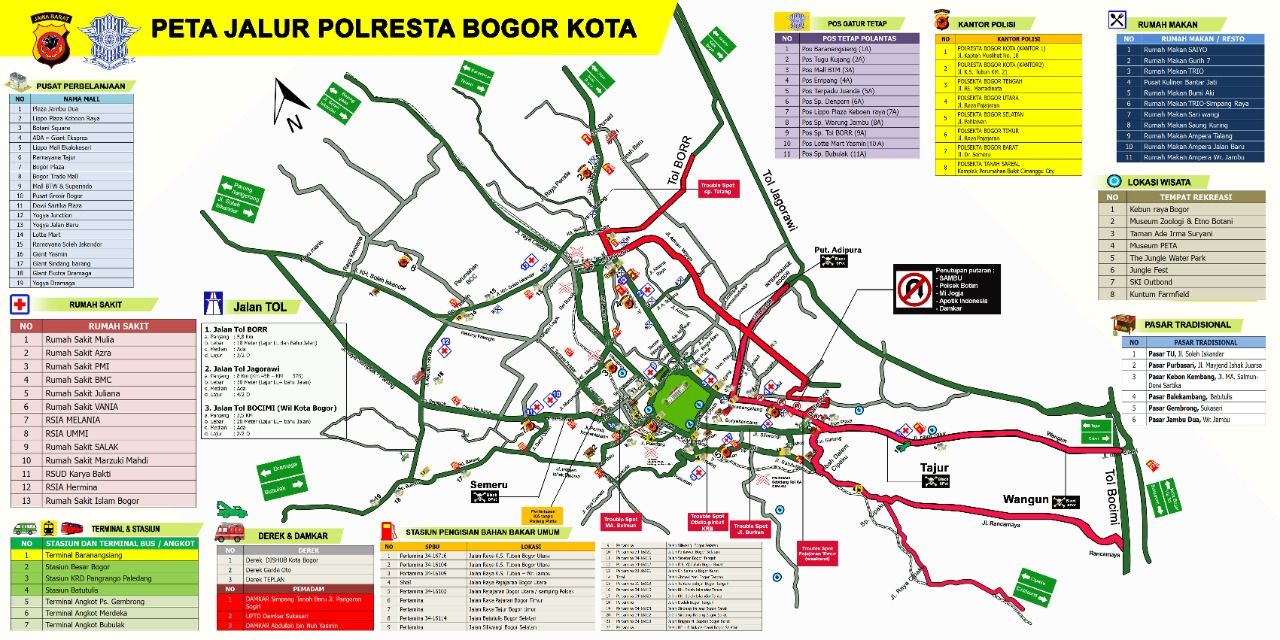 Peta jalur altenatif menuju Puncak dari Kota Bogor