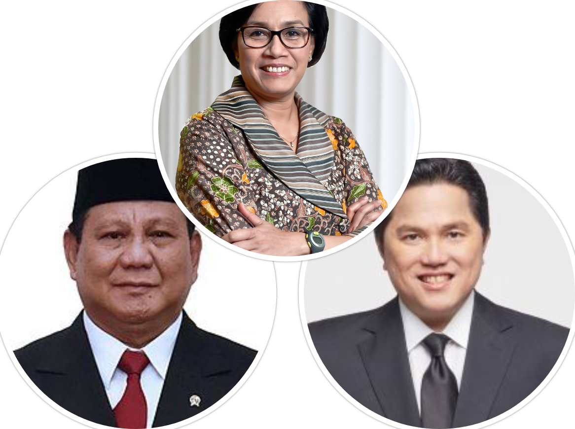 Sri Mulyani-Prabowo Subianto-Erick Thohir