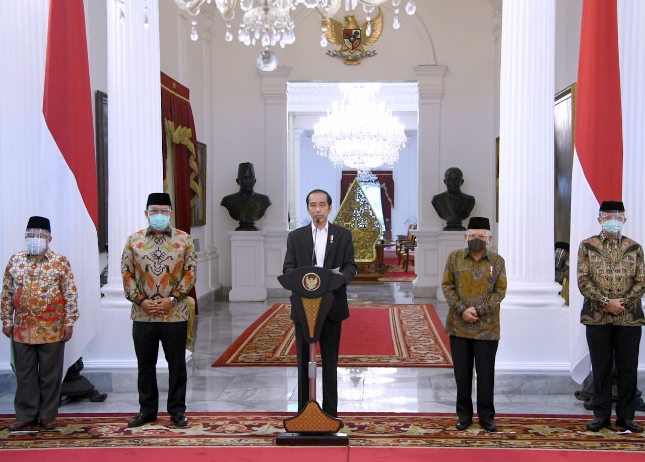 Presiden Jokowi memberikan penyataan terkait insiden Prancis di Istana Merdeka, Sabtu 31 Oktober 2020 