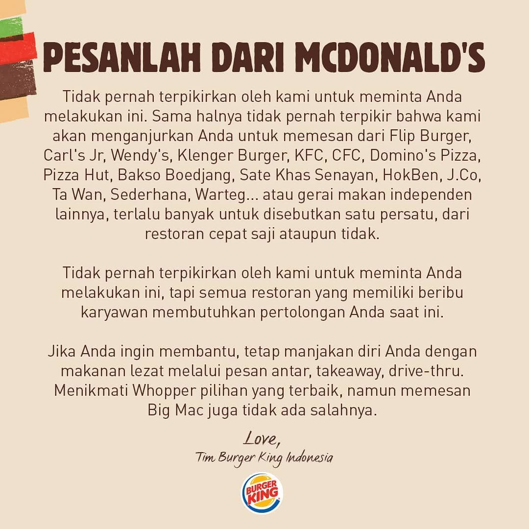 Burger King Promosikan McDonald's