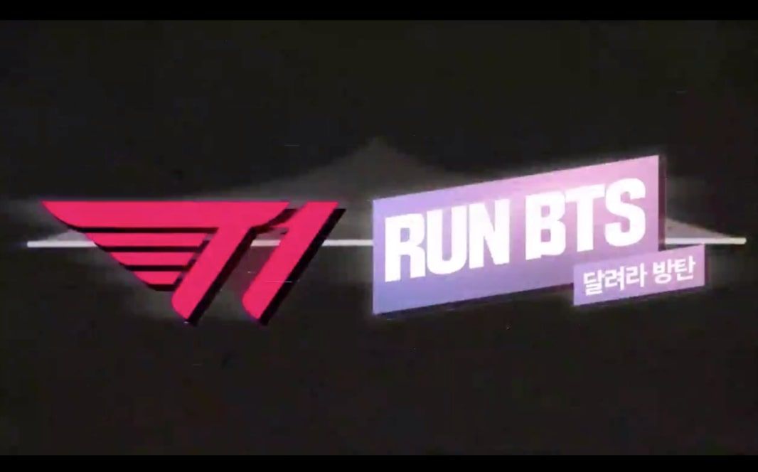 Screenshot logo T1 dengan BTS dari video yang diunggah oleh T1 LoL.(Twitter/@T1LoL)
