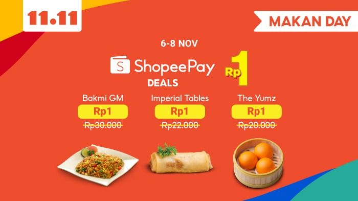 Promo Makan Day pakai ShopeePay tanggal 6-8 November hanya untuk kamu.