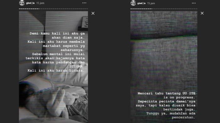 Postingan Gisel tentang video syur yang mirip dirinya di Instagram Story pribadi setahun lalu.