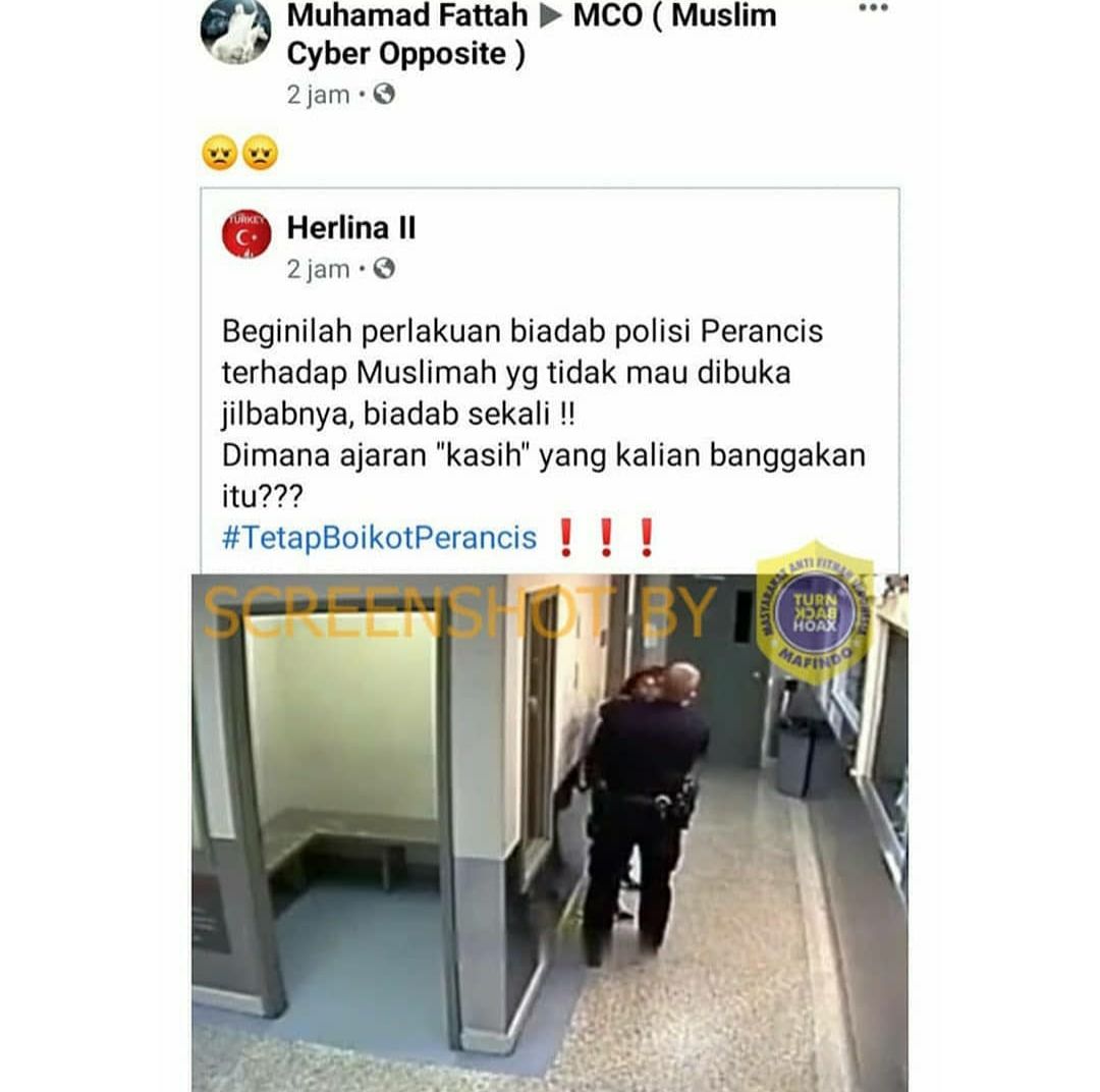 Klaim yang salah terkait tuduhan polisi Prancis yang menyerang wanita muslim.