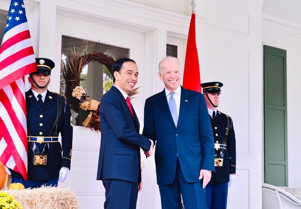 Jokowi bersama Joe Biden pada pertemuan di Amerika