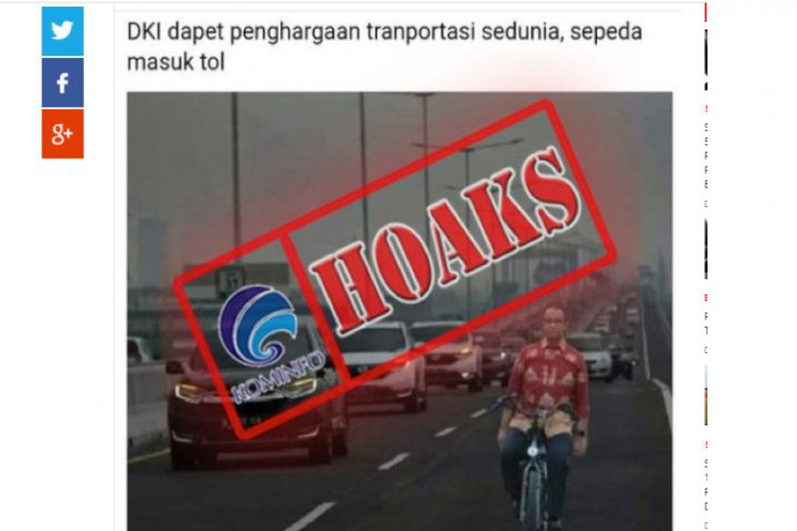 HOAKS - DKI Jakarta terima penghargaan transportasi dunia karena perbolehkan sepeda masuk tol.*