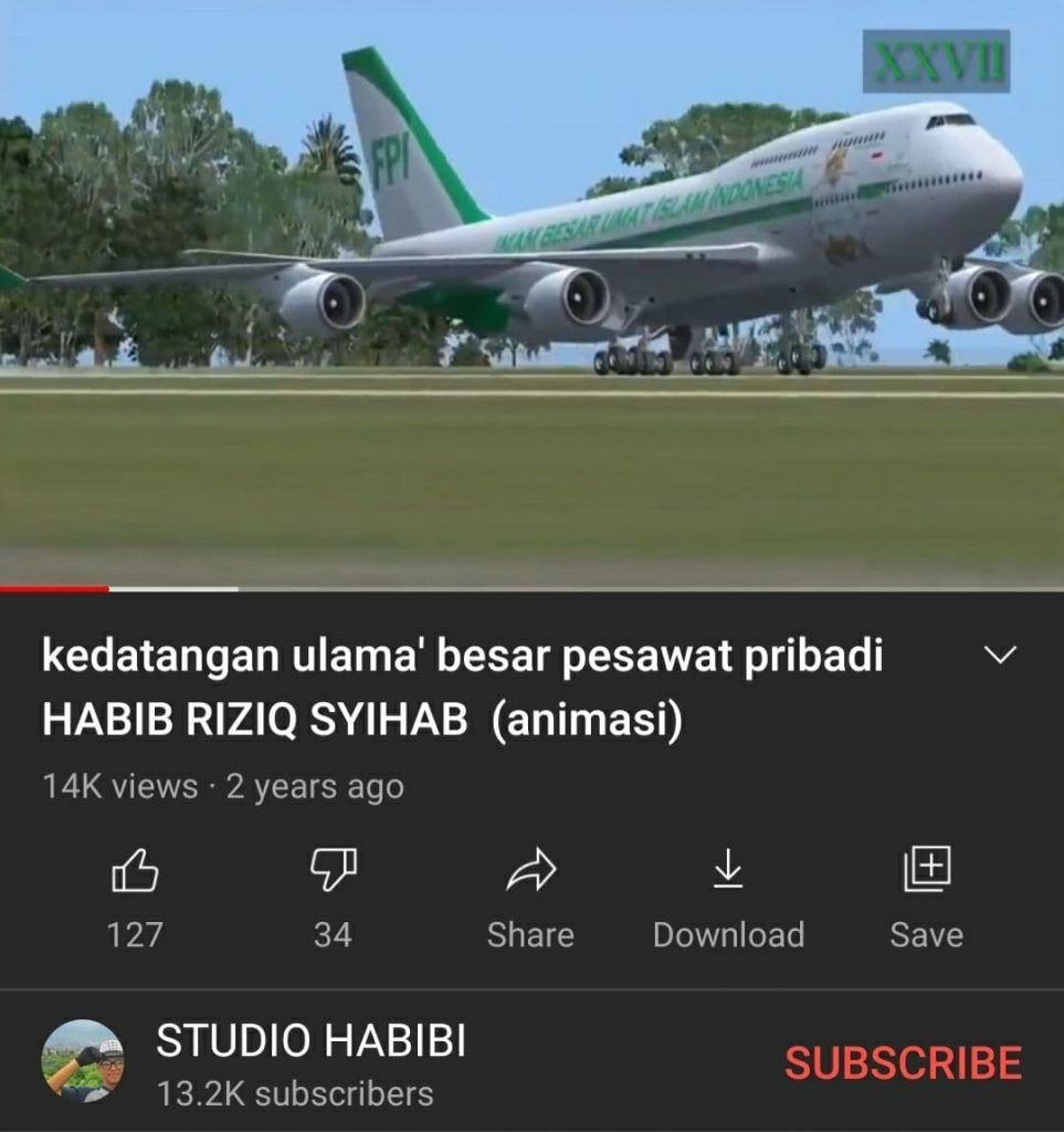 Taurnbackhoax.co.id pesawat pribadi Habib Rizieq Shihab dari youtube channel Studio habibi