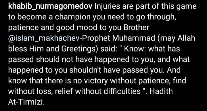 Kutipan Hadist oleh Khabib