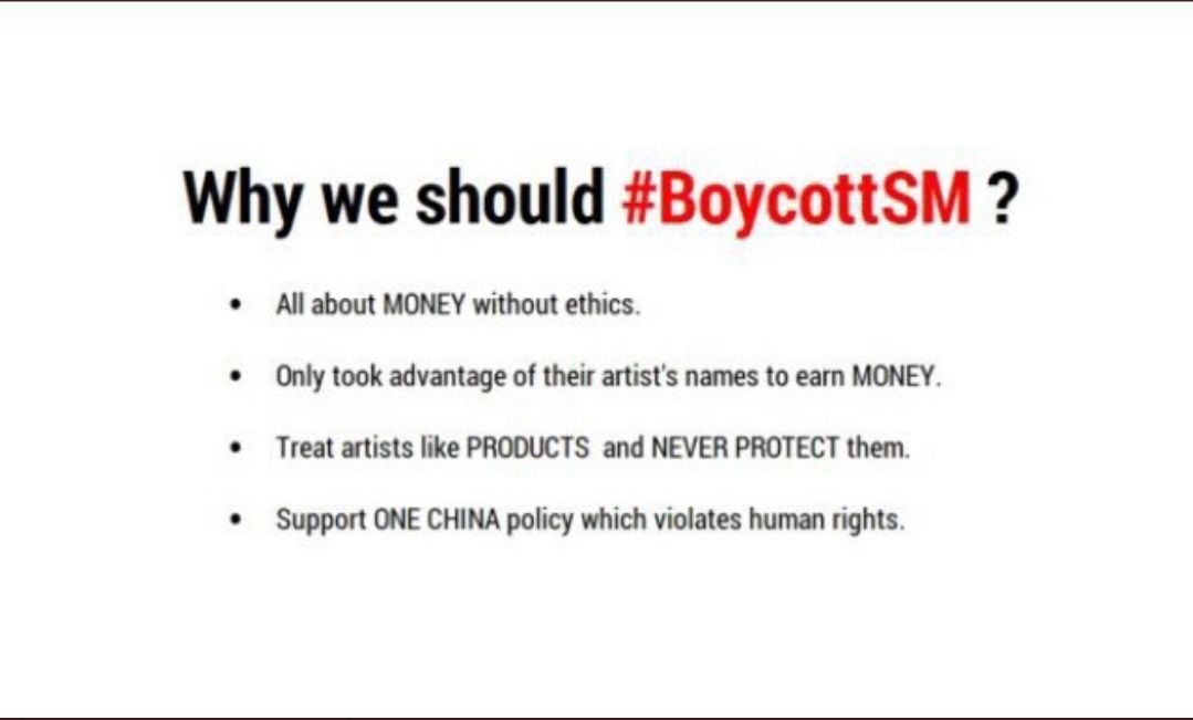 Ajakan boikot SM Entertainment di Twitter.