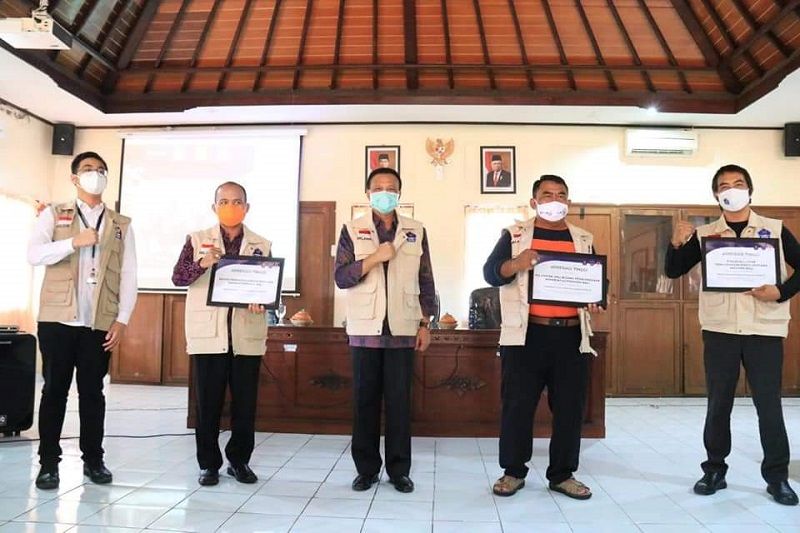 Acara penutupan pelatihan relawan penanganan Covid-19 di Ruang Pertemuan Badan Penanggulangan Bencana Daerah (BPBD) Provinsi Bali, Jumat 13 November 2020