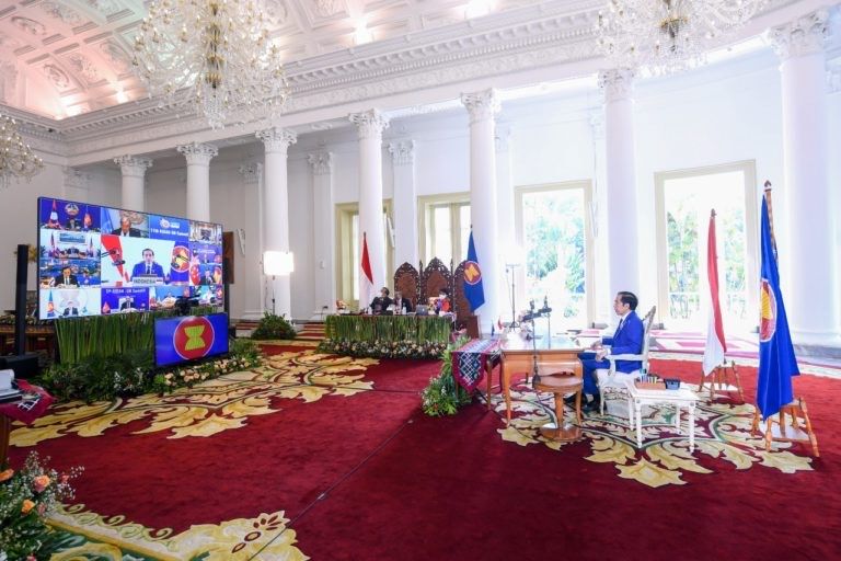 Presiden Jokowi hadiri KTT ke-11 ASEAN-PBB secara virtual.