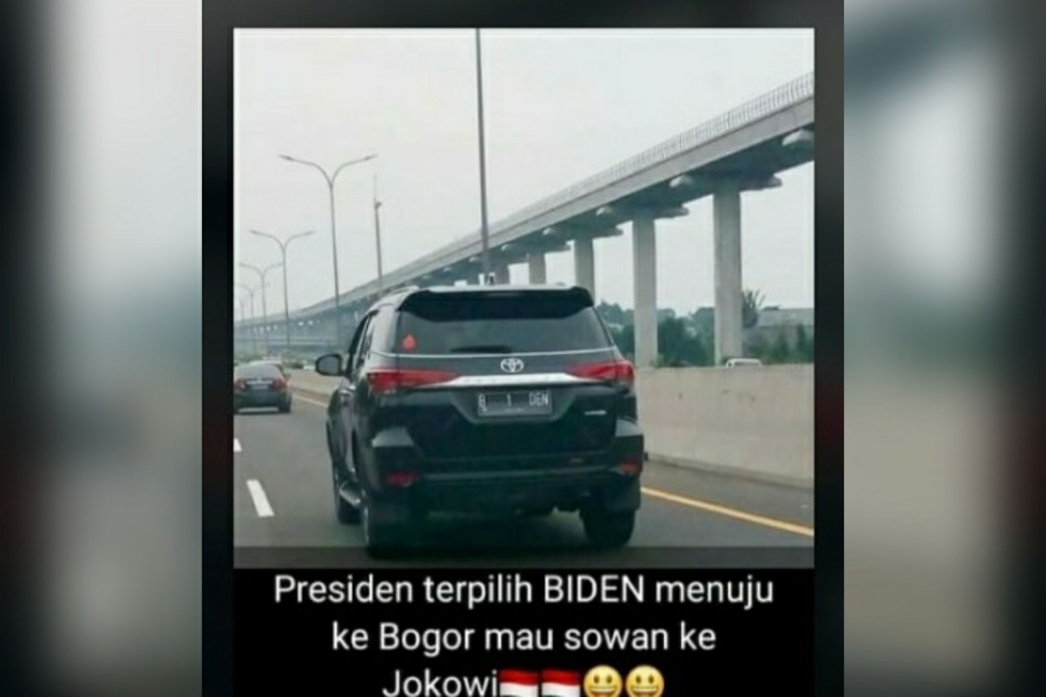 Tangkapan layar hoaks yang menyatakan Joe Biden bertemu Jokowi di Istana Bogor.