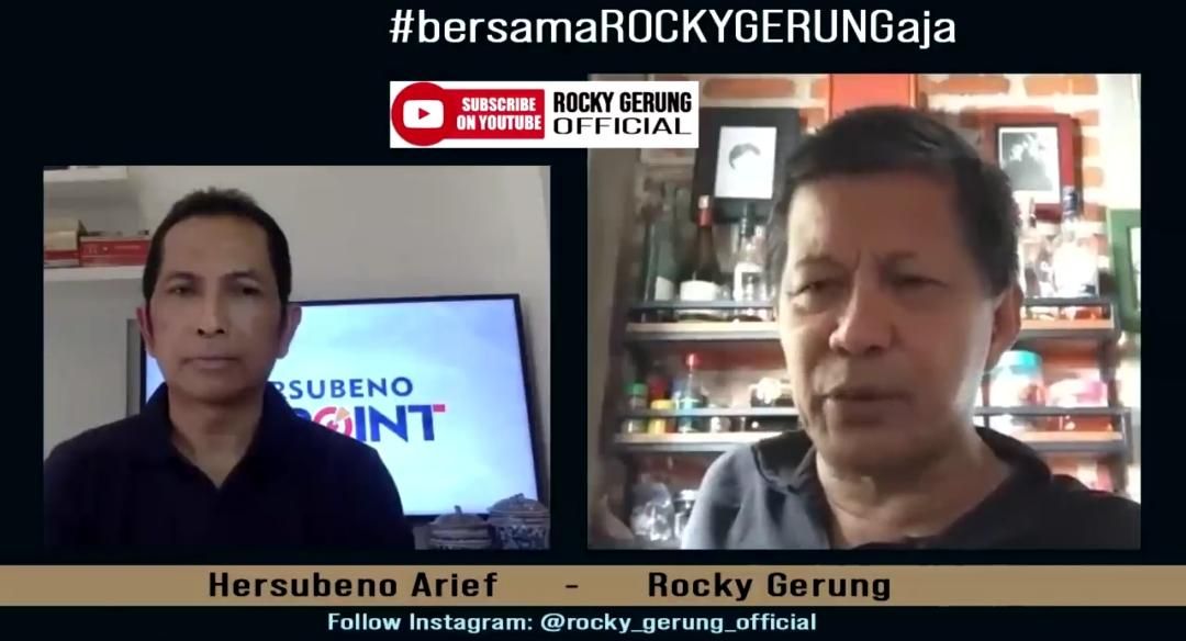 Tangkapan Layar Herusubeno Arief (kiri), Rocky Gerung (kanan):*