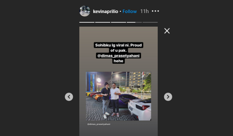 Tangkapan layar story Instagram Kevin Aprilio, Sabtu 21 November 2020