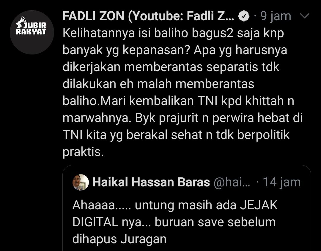 Cuitan Twitter Fadli Zon