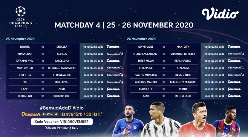 Link Live Streaming Matchday 4 Fase Grup Liga Champions 2020 2021 Seputar Tangsel