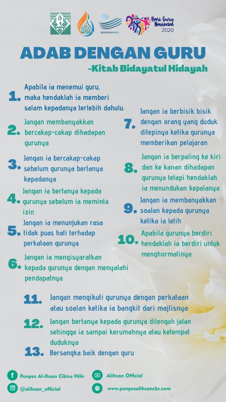 Hari Guru Nasional Ponpes Al Ihsan Cibiru Hilir Bandung Unggah 13 Adab Murid Kepada Guru Pikiran Rakyat Indramayu Halaman 2