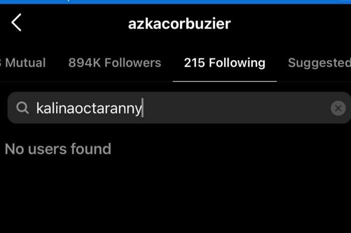 Azka Corbuzier tak lagi mengikuti akun Instagram sang ibu, Kalina Octaranny pada Rabu 25 November 2020 siang.