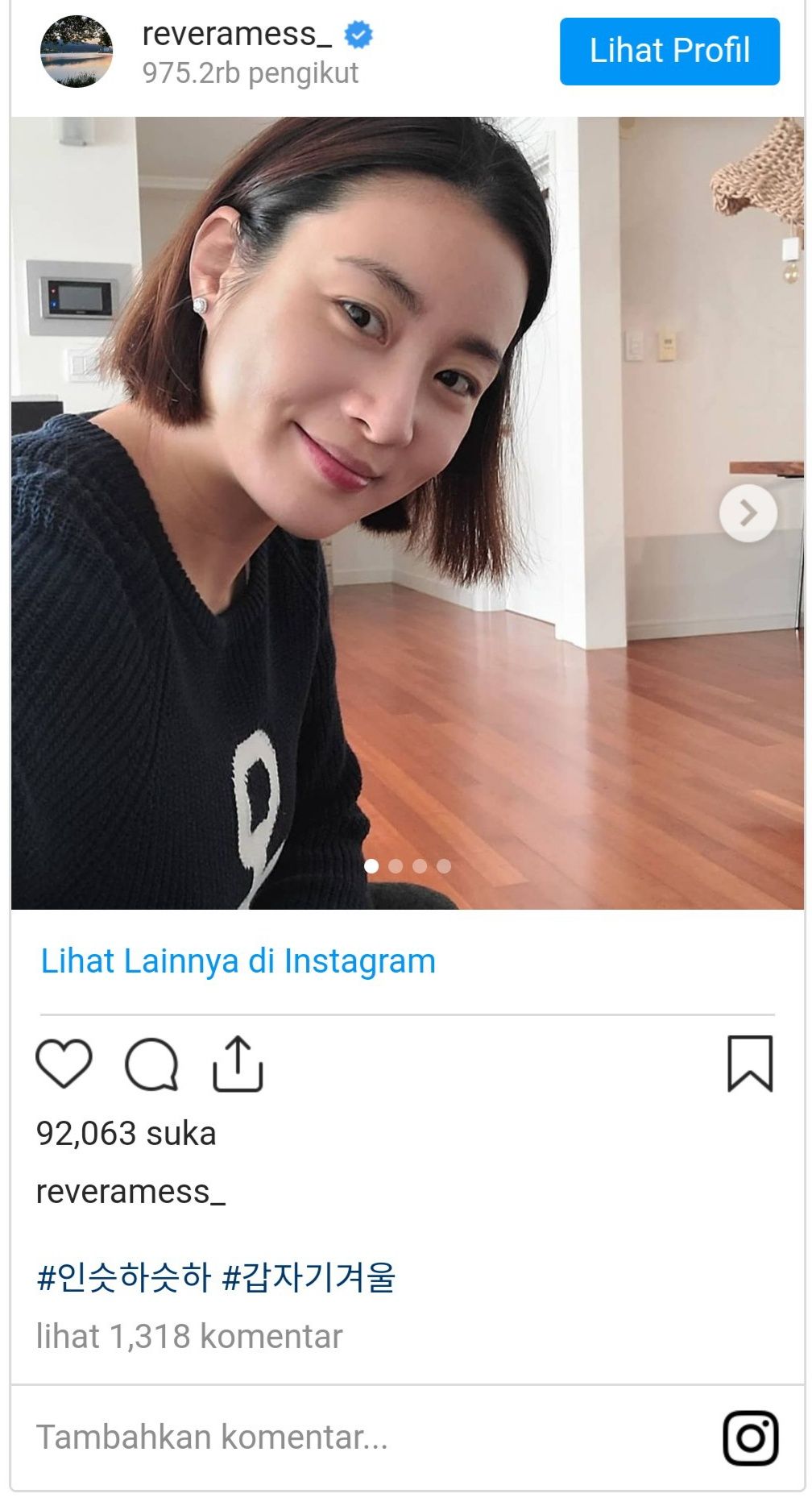 Kang So Ra selfi di Instagram