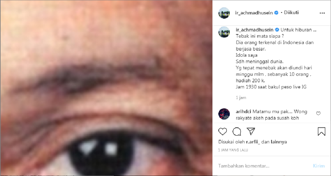Tangkapan layar Instagram Bupati Banyumas Achmad Husein saat mengunggah foto gift away 