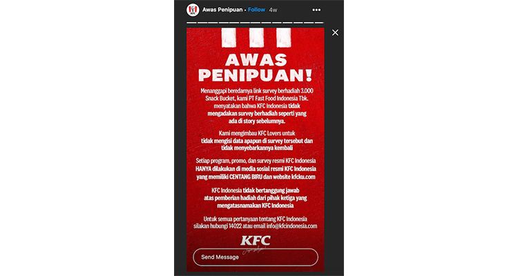 Tanggapan KFC Indonesia terkait kabar bagi-bagi 3 ribu snack gratis yang dilakukan KFC