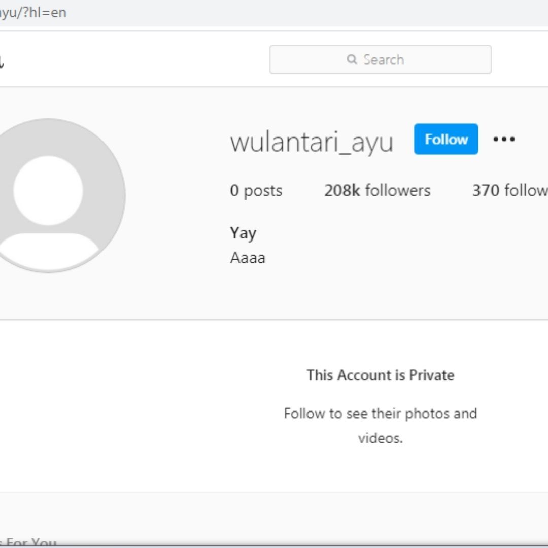 Tangkapan layar Instagram terbaru Ayu Wulantari