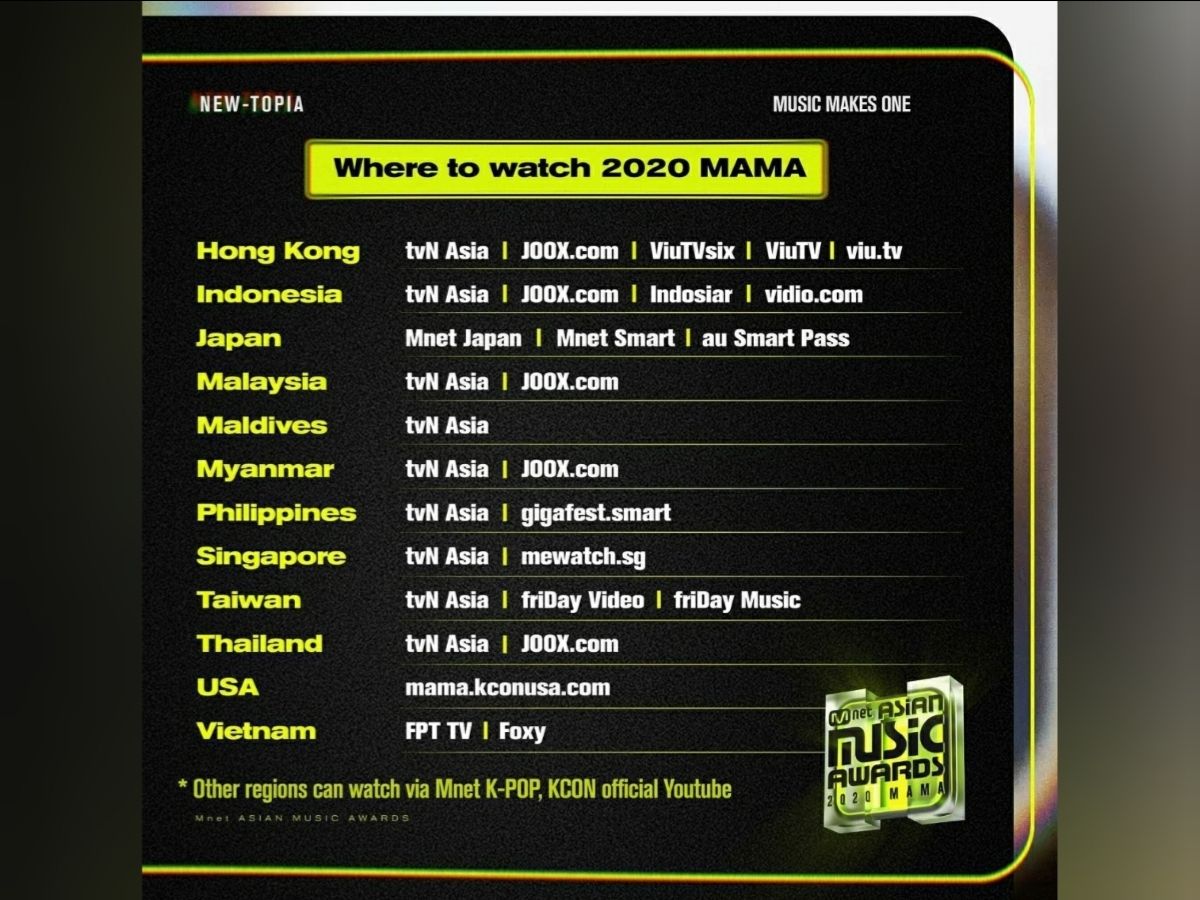 Cara menyaksikan siaran MAMA 2020, 6 Desember sore ini